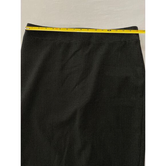 ~ Ann Taylor Factory Skirt 12 Lined Black Dots Zip Hook Slit Pleat Straight - Picture 12 of 15